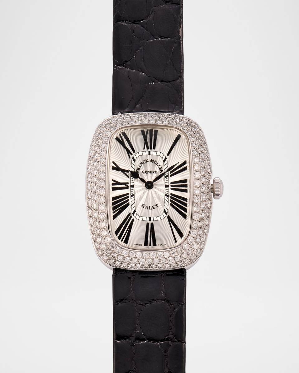 Galet Sterling Silver and Diamond Watch